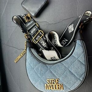 Steve Madden Blue and Black Quilted Crossbody Bag